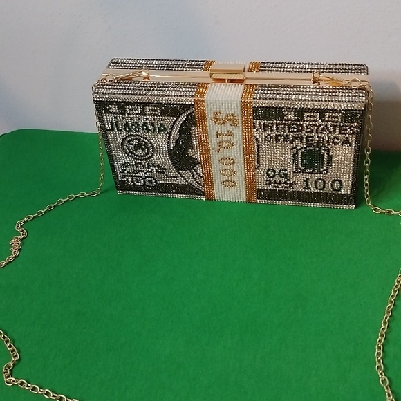 Money Clutch With Rhinestones - Picture 2 of 6
